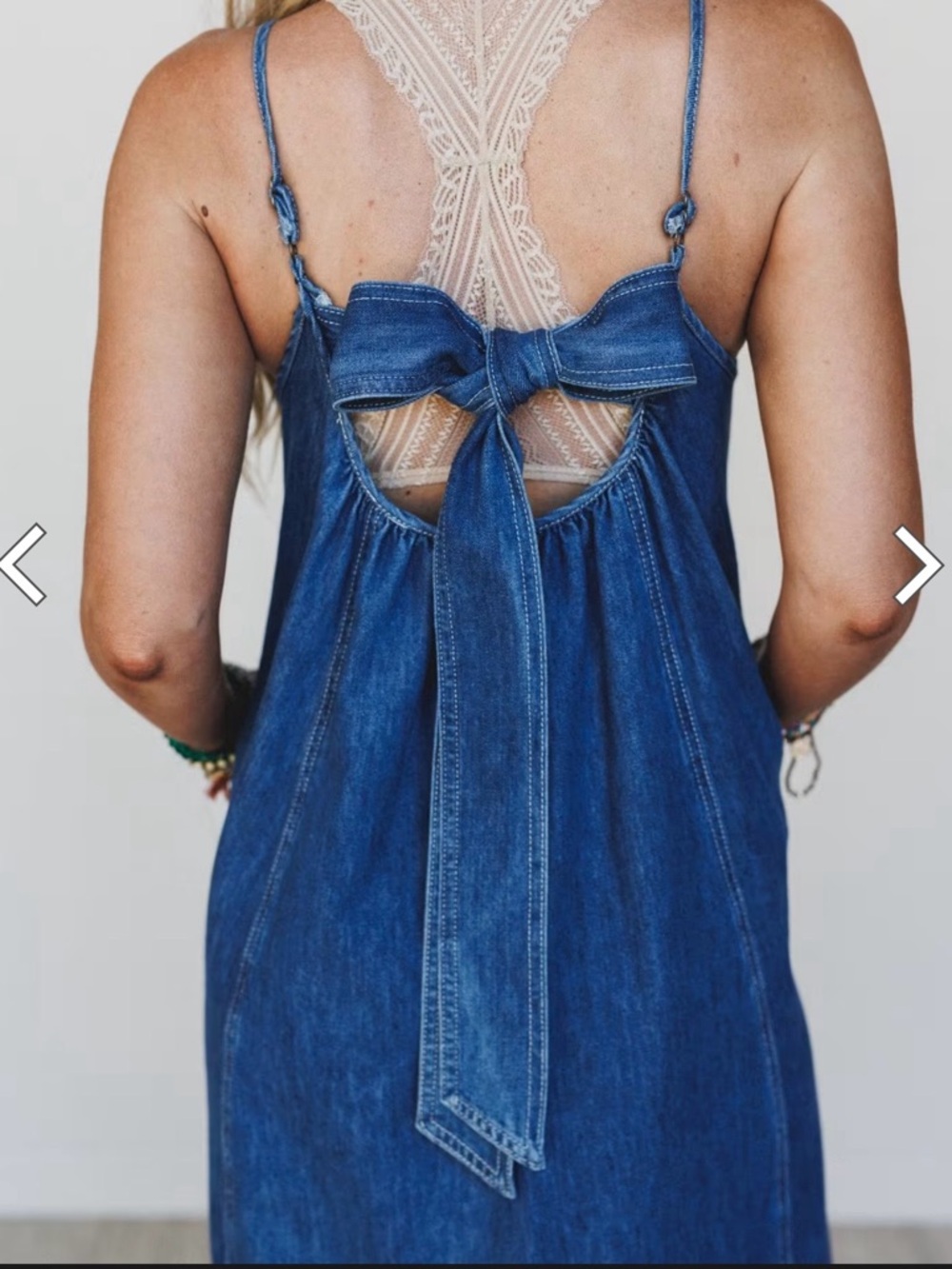 Three Bird Nest Washed Blue Denim Tie-Back Sundress